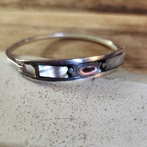 Elegant Silver and Mother of Pearl Bangle